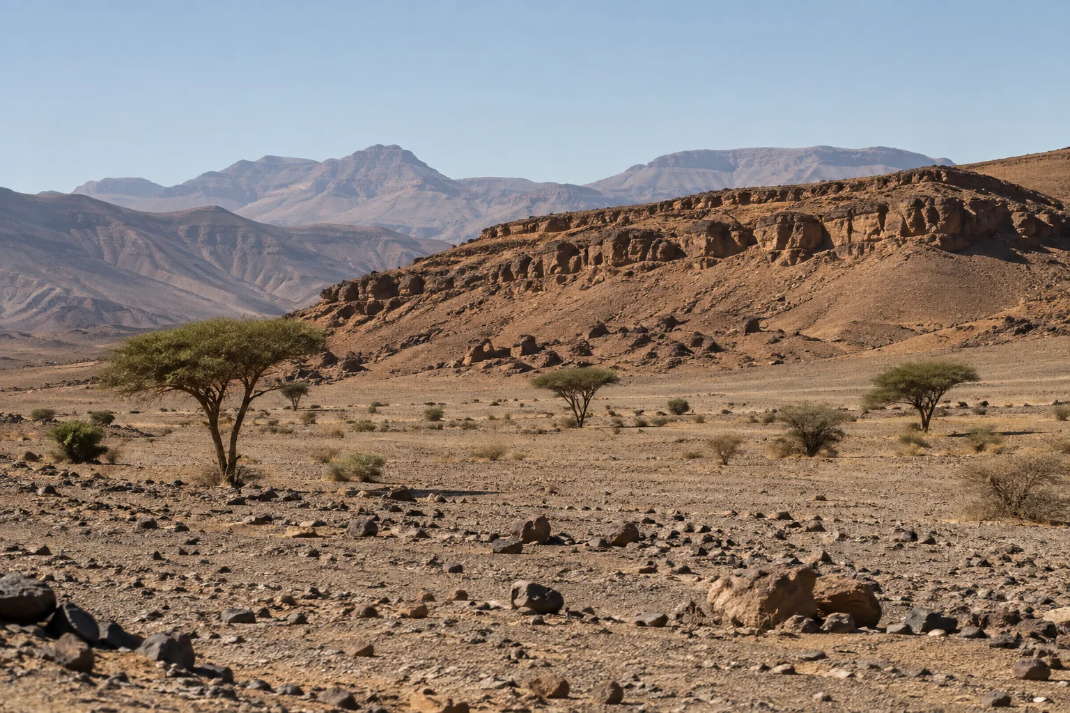 Rocky desert landscape in southern Morocco